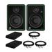 Mackie CR4-XBT 4-Inch Multimedia Monitors (Pair) Bundle with Isolation Pads and TRS Cables