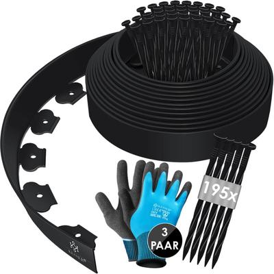 Kesser - Flexible Rasenkante aus Kunststoff mit Erdankern + Handschuhen Beeteinfassung Image