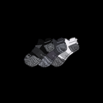 Men's Running Ankle Sock 3-Pack - White Charcoal Black - Large - Bombas