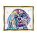 Stupell Bold Rainbow Shih Tzu Dog Portrait Animals & Insects Painting Gold Floater Framed Art Print Wall Art