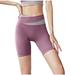 Yoga Short Leggings for Women Crossover High Waist Gym People Workout Compression Shorts Jogging Bikers Trackshorts (Large Purple)