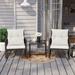 COSIEST 3 Piece Bistro Set Patio Rocking Chairs Outdoor Porch Furniture w Off-White Cushions