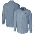 Men's Cutter & Buck College Navy Seattle Seahawks Helmet Easy Care Stretch Gingham Long Sleeve Button-Down Shirt