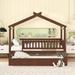 Full Size Wood House Bed with Twin Size Trundle, House-shaped Daybed