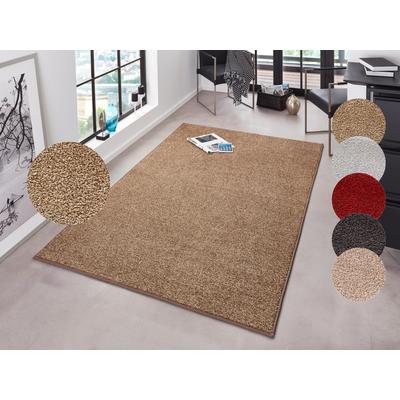 Teppich HANSE HOME "Pure 100 Kurzflor" Gr. 2, braun, B:80cm H:13mm L:150cm, Kunstfaser, Teppiche, Kurzflor, uni, umkettelt, Läufer, Wohnzimmer, Kinderzimmer, Flur Image