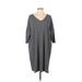 JunaRose Casual Dress - Shift V Neck 3/4 sleeves: Gray Color Block Dresses - Women's Size Large Plus