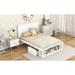 Full Platform Bed with Drawer on The Each Side & Shelf on The End of The Bed, Large Storage Space for Bedroom, Guest Room, White