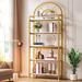 5 Tiers Bookshelf Modern Bookcase Gold Storage Shelf Bookshelves with Mental Frame for Bedroom Living Room Home Office