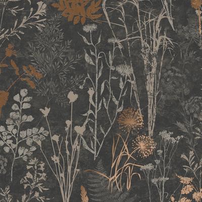 Organics Black and Copper Wallpaper
