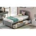 Twin Size Wood Platform Bed Frame with Headboard and 2 Underbed Storage Drawers, No Box Spring Needed, Noise Free, Grey