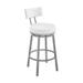 Eleanor 26 Inch Swivel Counter Stool Chair, Round White Faux Leather Seat