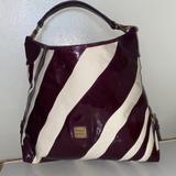Dooney & Bourke Bags | Dooney & Bourke Oversized Leather Burgundy And White Hobo Shoulder Bag | Color: Red/White | Size: Os