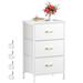 Mercer41 Nightstand, Small Dresser for Bedroom, End Table w/ 3 Drawer, Leather Finish Wood Top, White Pink Wood/Metal in Brown | Wayfair