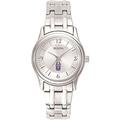 Women's Bulova Silver UAlbany Great Danes Silver-Tone Dial Stainless Steel Quartz Watch