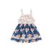 Qtinghua Cute Infant Baby Girls Summer A-line Dress Sleeveless Sling Heart Baseball Printed Mini Dress