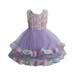 Holiday Savings Deals! Kukoosong Toddler Baby Girls Dress Floral Formal Princess Party Tulle Tiered Full Dress Purple 110