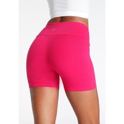 Shorts LASCANA, Damen, Gr. 32/34, N-Gr, pink, Single Jersey, Obermaterial: 95% Baumwolle, 5% Elasthan, unifarben, Basic, kurz, Hosen, mit breitem Bündchen und Logodruck, Loungewear Image