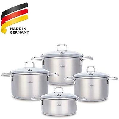 Topf-Set FISSLER "Hamburg", silber (silberfarben), Töpfe, Induktion Made in Germany - Premium Qualität