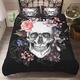 Morbuy Dark Series Duvet Cover Set for Single Double King Size Bed, 3D Gothic Mysterious Skull Printing Microfiber Bedding Set with Pillowcases and Quilt Case (Super King-220x260cm,Hand Drawn Skull)