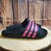 Adidas Shoes | Adidas Womens Size 8 Black & Pink Striped Slides Strap Beach Sports Comfort | Color: Black/Pink | Size: 8