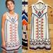 Anthropologie Dresses | Akemi + Kin Reagan Shift Dress A Line Tunic Embroidered Boho Geometric Festival | Color: Blue/Cream | Size: 2