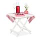 Relaxdays Wooden Folding Table, Balcony & Terrace or Camping, Portable, Stable, Side Tray HWD: 50x50x50 cm, White, 100% wood, 1 piece
