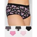 Yours 5 Pack Summer Floral Full Brief, Black, Size 26-28, Women