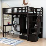 Guada Loft Bed w/ Built-in-Desk by Harriet Bee | 70.9 H x 41 W x 92.5 D in | Wayfair 62EF8A907D9143E582901184BEBB14C5