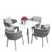 Bayou Breeze Aloys Square 4 - Person 35.43" Long Aluminum Outdoor Dining Set w/ Cushions Stone/Concrete/Metal in Gray/White | 35.43 W x 35.43 D in | Wayfair