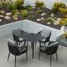 Longshore Tides Arshmaan Square 4 - Person Outdoor Dining Set w/ Cushions Metal in Black | 31.5 W x 31.5 D in | Wayfair