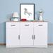 Winston Porter 33.66 x 53.15 x 15.75_White Buffet Cabinet w/ Storage, Kitchen Sideboard w/ 3 Doors & 3 Drawers in Brown/White | Wayfair