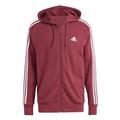 adidas Men's Essentials French Terry 3-Stripes Full-Zip Hoodie, Shadow Red, XL