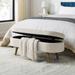 Linen Fabric Settees Ottoman Oval Benches Flip Top Storage Bench