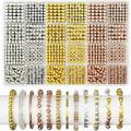 KEINXS Gold Beads for Jewelry Bracelet Making 8 Styles Spacer Beads Kit DIY handmade beaded accessories (Gold Silver Rose Gold)