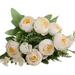 Farfi 1 Bouquet Artificial Flower Vintage Easy Care 10 Heads Tea Rose Faux Silk Flower for Wedding (White)