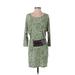 MICHAEL Michael Kors Casual Dress - Sheath Scoop Neck 3/4 sleeves: Green Dresses - Women's Size P