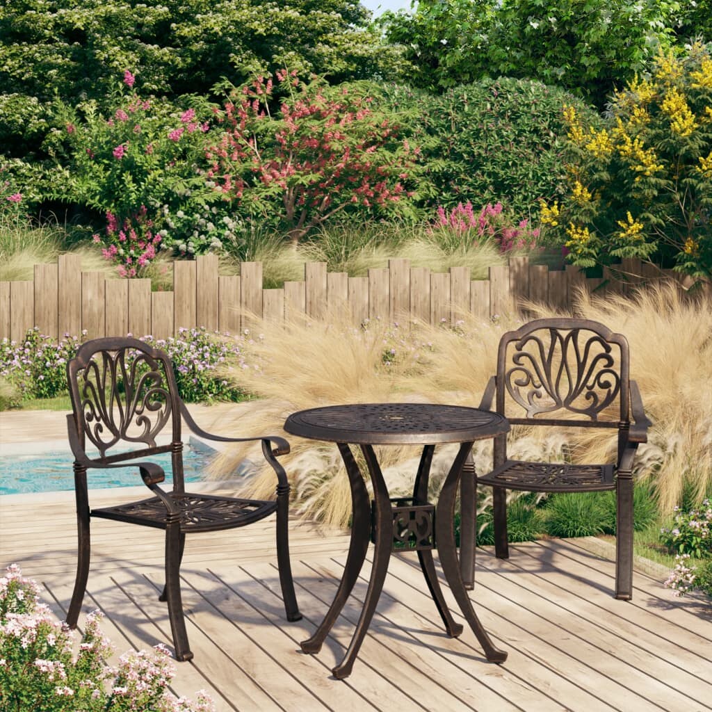 vidaXL 3-tlg. Bistro-Set Aluminiumguss Bronzen Image