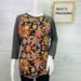 Lularoe Tops | Lularoe Womens Randy Colorful Floral Orange Blue 3/4 Gray Sleeve Size X Small | Color: Black/Blue/Gray/Orange/Yellow | Size: Xs