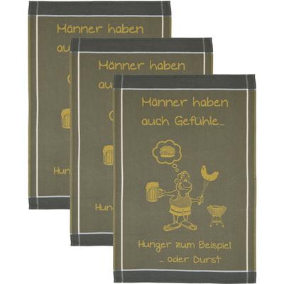 Geschirrtuch ROSS "Männer haben auch Gefühle… Hunger zum Beispiel oder Durst", braun (braun, orange), B:50cm L:70cm, 100% Baumwolle, Geschirrtücher, Sprüchetuch, aus 100% Baumwolle Image