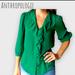 Anthropologie Tops | Anthropologie Hd In Paris Green Ruffled Picea Blouse Size 0 | Color: Green | Size: 0