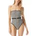 Michael Kors Swim | Michael Kors Size 4 Logo-Belt Printed Bandeau One-Piece Swimsuit White Dd124afa | Color: White | Size: 4