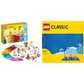 LEGO 11029 Classic Party Kreativ-Bauset Bausteine-Box & 11025 Classic Blaue Bauplatte, quadratische Grundplatte mit 32x32 Noppen als Basis für Konstruktionen und für weitere Sets