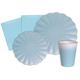 Ciao AZ105 Flower Shape for 24 People (112 pcs: Plates, Cups, Napkins) in compostable Paper, Pastel Sky Blue Party Tableware Set