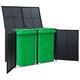 Gecheer Double Wheelie Bin Shed Rattan Bin Storage, Garbage Cover Trash Storage Shed, Hide Dustbin Bin Garden, Outdoor Firewood Shed Garden Tools Timber Unit Black Poly Rattan Black 148x77x111 cm