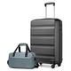 Kono Luggage Sets of 2 Piece 55x38x20cm Travel Hard Shell Hand Cabin Suitcase with Ryanair Under Seat Cabin Carry-Ons Flight Bag (Grey)