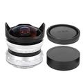 7.5MM F2.8 Fisheye Lens Optimize Imaging Brass Mount M4/3 Fisheye Fixed Lens Mounts for Olympus E M5 E M5II E M10 E M10II E M10III Mirrorless Camera Lens (Silver)