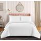 BQC Quilted Bedspread Set with Pom Pom Trimming on Edges Bedding Set Embossed Pattern Comforter Coverlet Bed Throw with Matching Pillow Shams Light Weight (White, Super King)