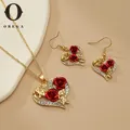 Obega Creative Love Rose coeur pendentif collier pour femmes exquis Zircon pour toujours collier