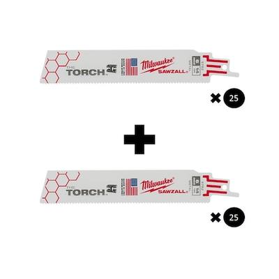 MILWAUKEE TOOL 48-00-8782, 48-00-8782 6" 14 TPI The Torch SAWZALL Blades (50 Pk)
