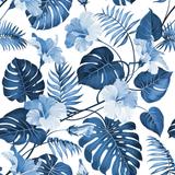 Blue Palm Tree Branch Removable Wallpaper - 24'' inch x 10'ft